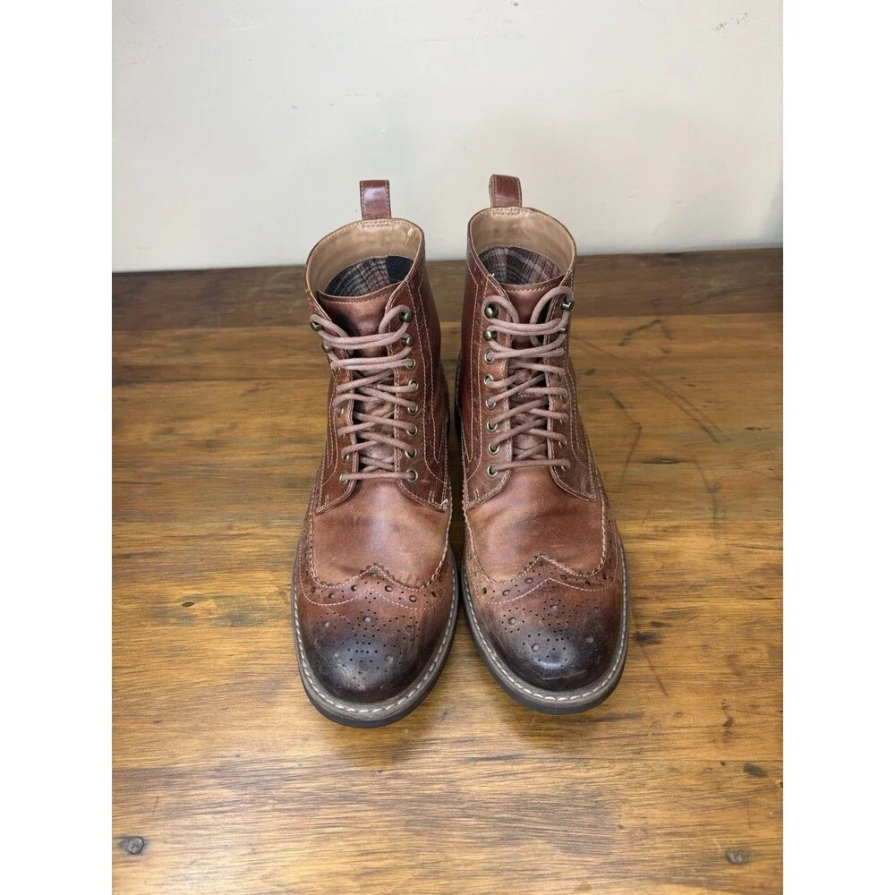 Clark’s Montacute Lord Men’s Boot Size 10M Tan Brown Leather Wingtip Brogue